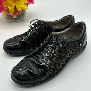 Waldlaufer Black Silver Animal Print Lace Up Oxford EU Size 38 SNK6583H